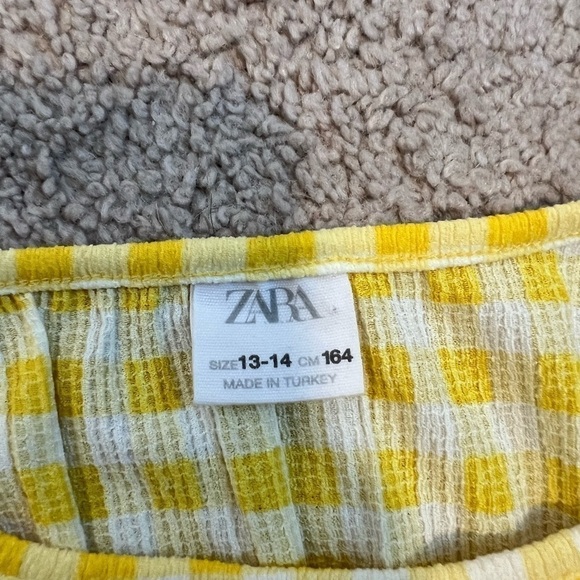 Zara Girls Yellow Plaid Blouse Size 13/14 - Picture 7 of 7